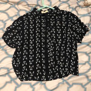 Frenchie button-up crop top
